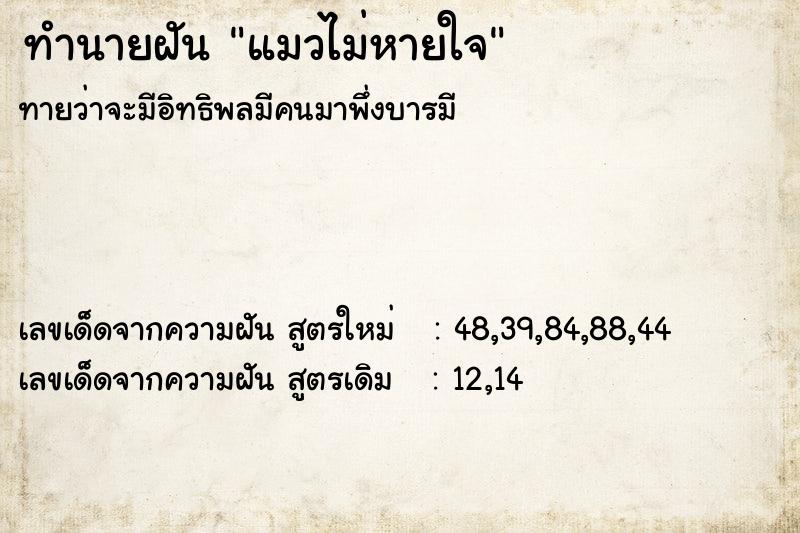 ทำนายฝันแมวไม่หายใจ ทำนายฝันทำนายฝันแมวไม่หายใจ