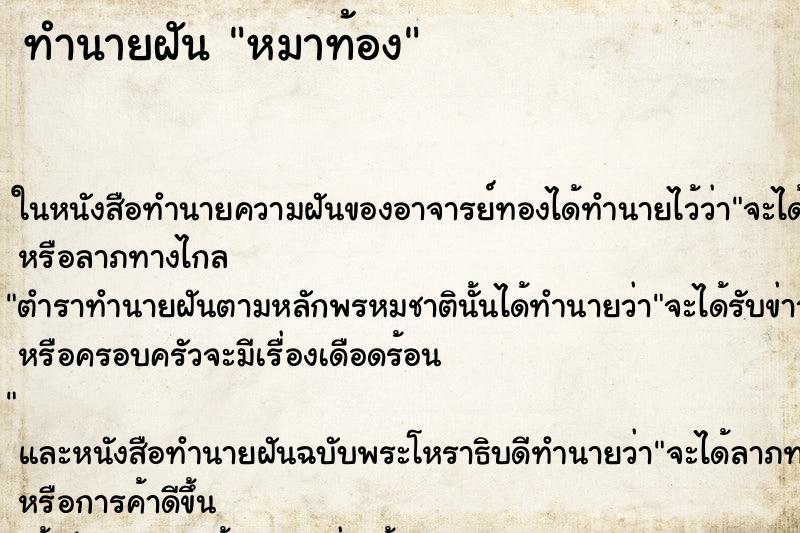 ทำนายฝัน หมาท้อง