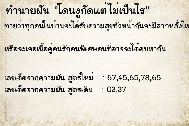 ทำนายฝันทำนายฝันโดนงูกัดแต่ไม่เป็นไร