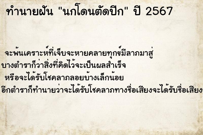 ทำนายฝันนกโดนตัดปีก ทำนายฝันทำนายฝันนกโดนตัดปีก