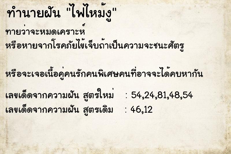 ทำนายฝันทำนายฝันไฟไหม้งู