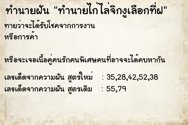 ทำนายฝันทำนายฝันทำนายไก่ไล่จิกงูเลือกที่ฝ