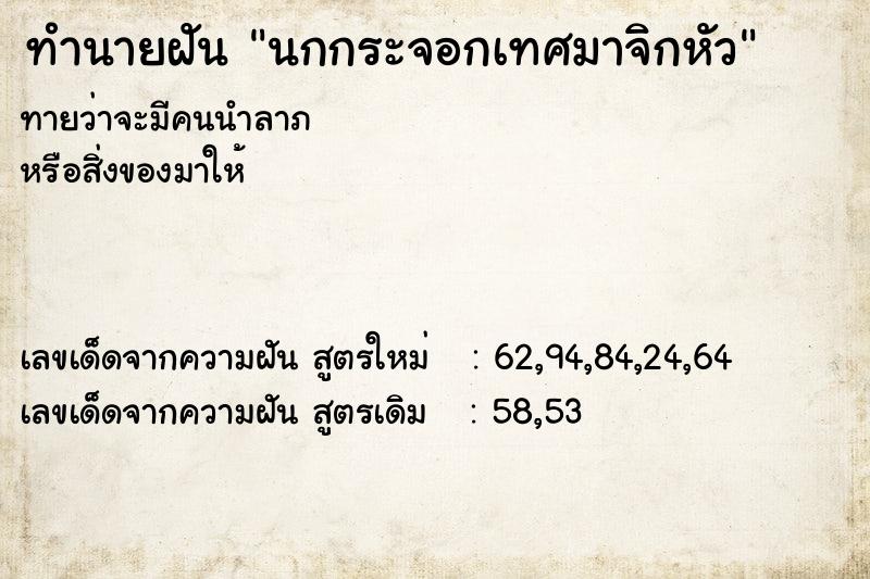 ทำนายฝันนกกระจอกเทศมาจิกหัว ทำนายฝันทำนายฝันนกกระจอกเทศมาจิกหัว