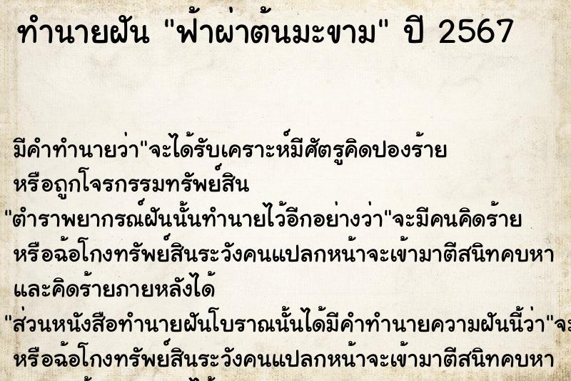 ทำนายฝันทำนายฝันฟ้าผ่าต้นมะขาม