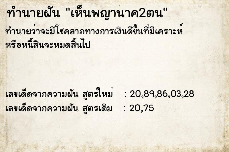 ทำนายฝันทำนายฝันเห็นพญานาค2ตน