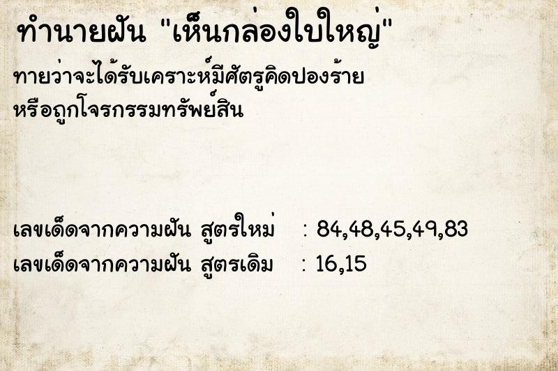 ทำนายฝันทำนายฝันเห็็็็็นกล่องใบใหญ่