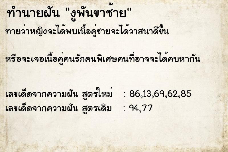 ทำนายฝันงูพันขาซ้าย ทำนายฝันทำนายฝันงูพันขาซ้าย