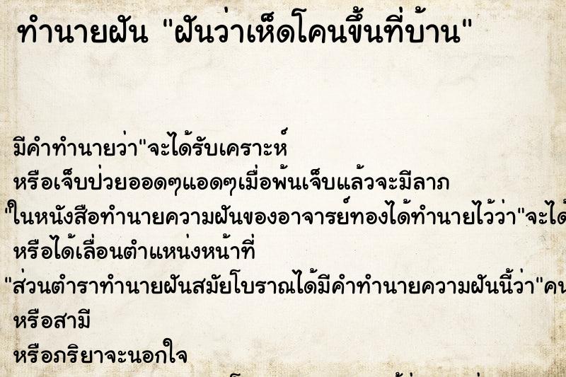 ทำนายฝัน ฝันว่าเห็ดโคนขึ้นที่บ้าน