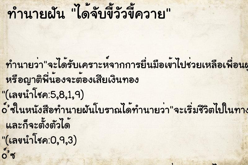 ทำนายฝัน ได้จับขี้วัวขี้ควาย ตำราโบราณ แม่นที่สุดในโลก