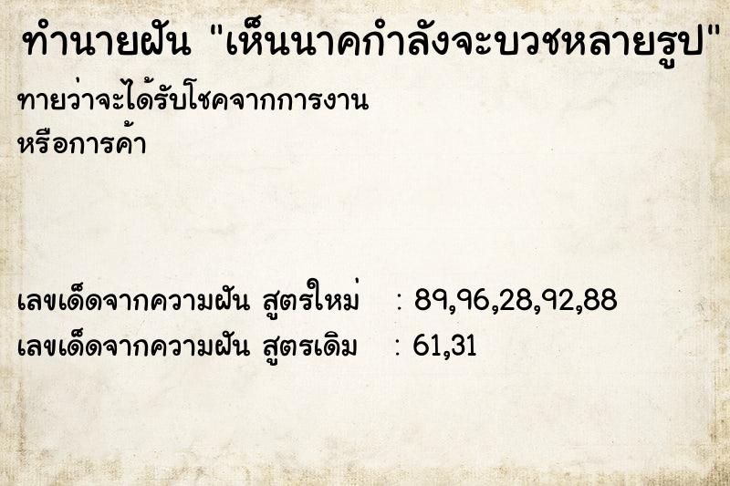 ทำนายฝันเห็นนาคกำลังจะบวชหลายรูป ทำนายฝันทำนายฝันเห็นนาคกำลังจะบวชหลายรูป