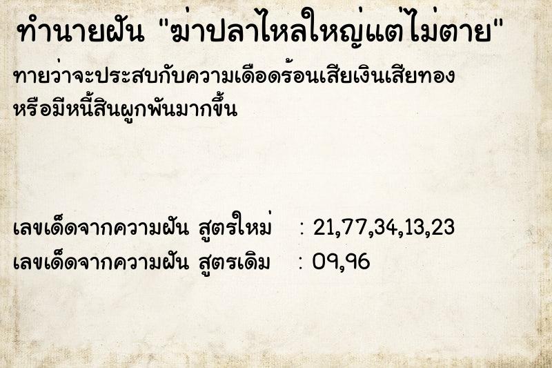 ทำนายฝันฆ่าปลาไหลใหญ่แต่ไม่ตาย ทำนายฝันทำนายฝันฆ่าปลาไหลใหญ่แต่ไม่ตาย