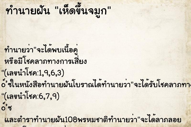 ทำนายฝันทำนายฝันเห็ดขึ้นจมูก