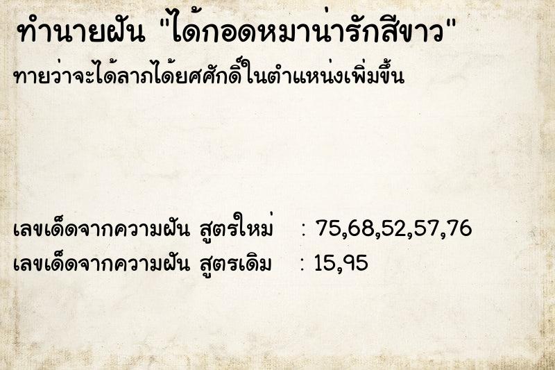 ทำนายฝันทำนายฝันได้กอดหมาน่ารักสีขาว