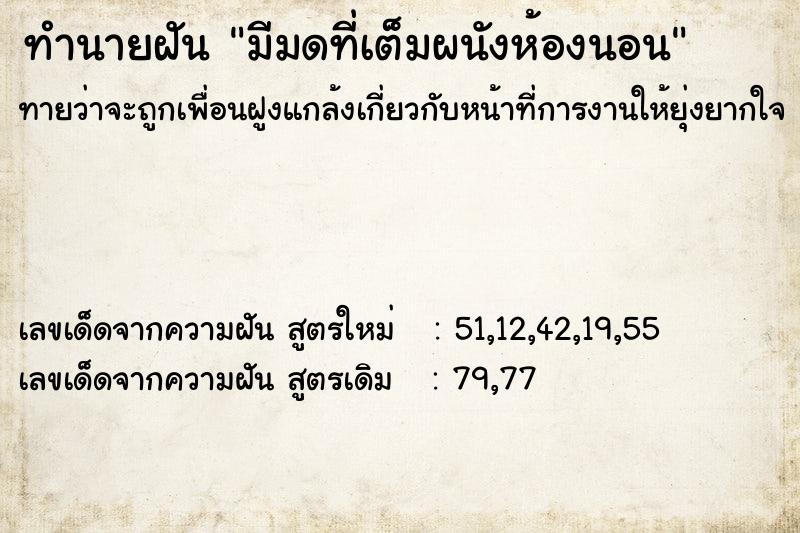 ทำนายฝันทำนายฝันมีมดที่เต็มผนังห้องนอน