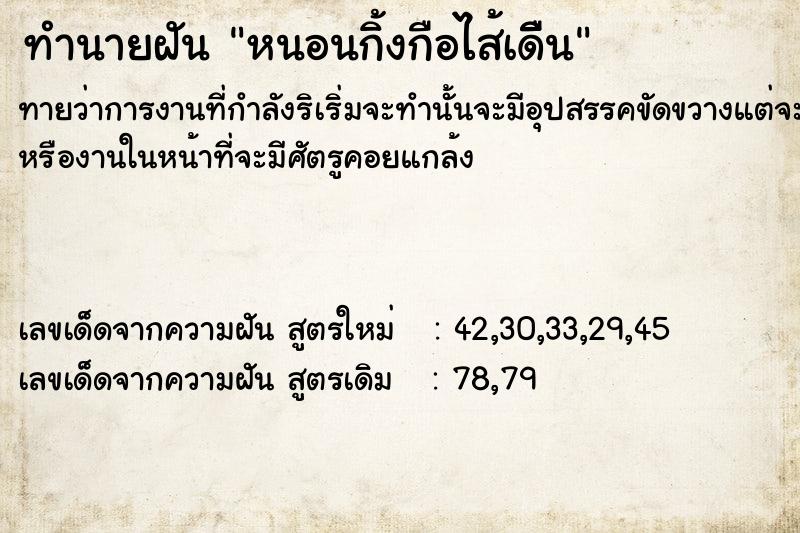 ทำนายฝันทำนายฝันหนอน​กิ้งกือ​ไส้เดืิน