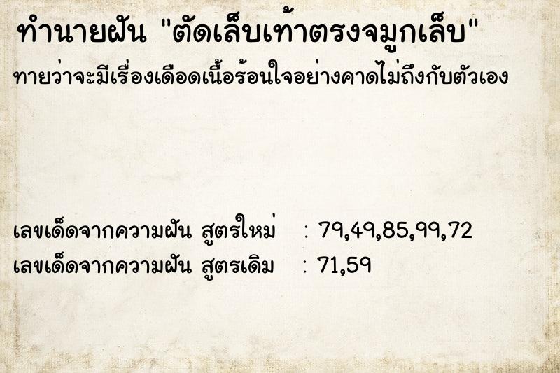 ทำนายฝันทำนายฝันตัดเล็บเท้าตรงจมูกเล็บ