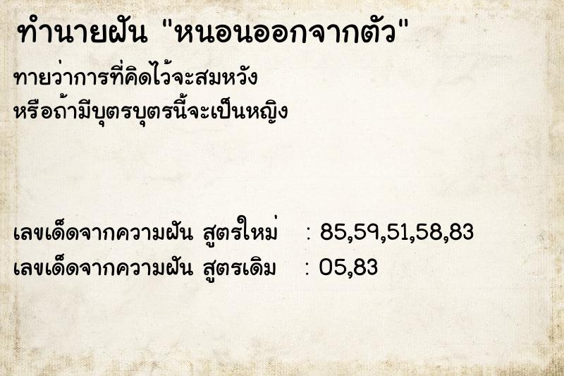 ทำนายฝัน หนอนออกจากตัว ทำนายฝัน หนอนออกจากตัว