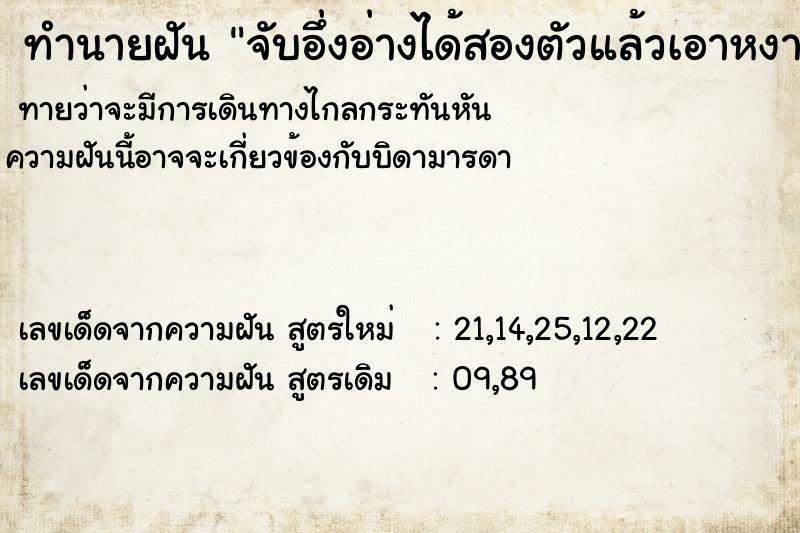 ทำนายฝันทำนายฝันจับอึ่งอ่างได้สองตัวแล้วเอาหงายท้อง