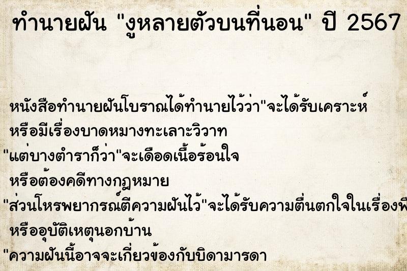 ทำนายฝัน งูหลายตัวบนที่นอน