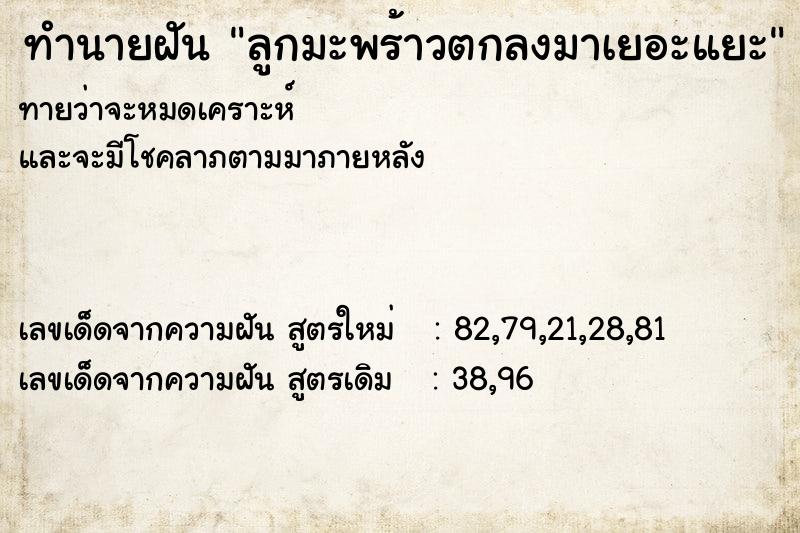 ทำนายฝันลูกมะพร้าวตกลงมาเยอะแยะ ทำนายฝันทำนายฝันลูกมะพร้าวตกลงมาเยอะแยะ