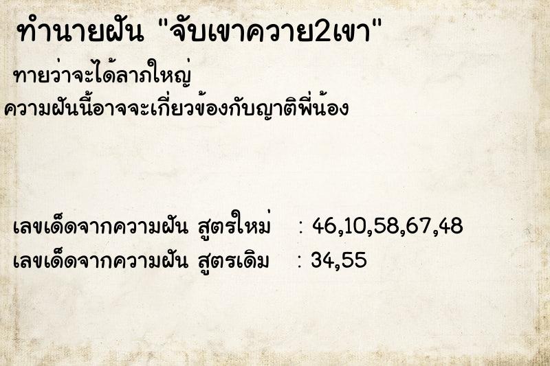 ทำนายฝันจับเขาควาย2เขา ทำนายฝันทำนายฝันจับเขาควาย2เขา