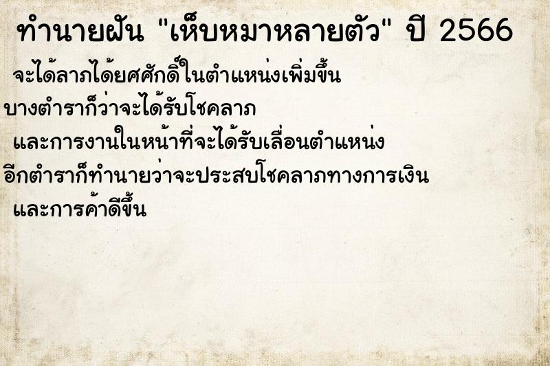 ทำนายฝัน เห็บหมาหลายตัว ตำราโบราณ แม่นที่สุดในโลก