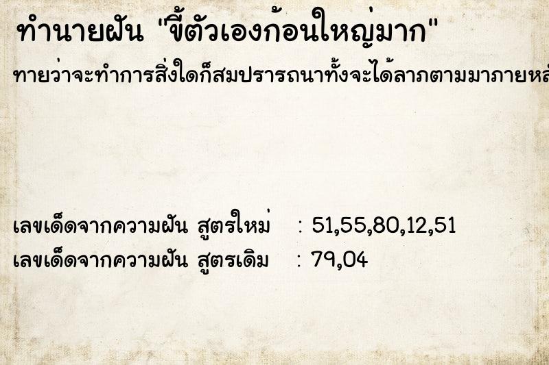 ทำนายฝัน ขี้ตัวเองก้อนใหญ่มาก