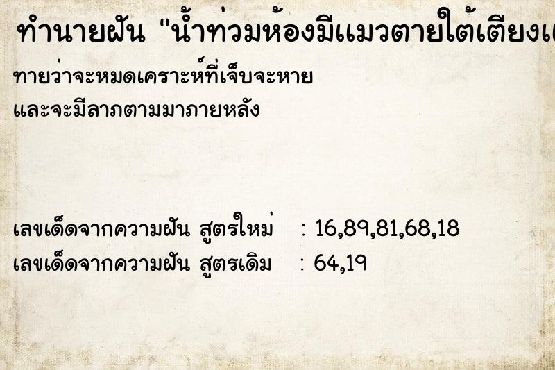 ทำนายฝันน้ำท่วมห้องมีเเมวตายใต้เตียงเเมวเดินออกจากเตียง ทำนายฝันทำนายฝันน้ำท่วมห้องมีเเมวตายใต้เตียงเเมวเดินออกจากเตียง