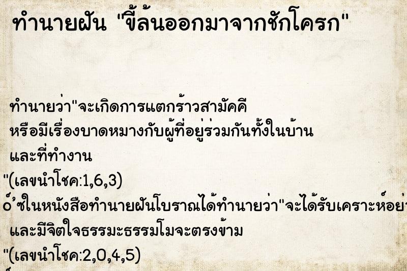 ทำนายฝัน ขี้ล้นออกมาจากชักโครก ตำราโบราณ แม่นที่สุดในโลก