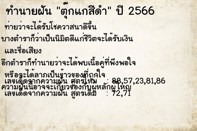 ทำนายฝัน ตุ๊กแกสีดำ