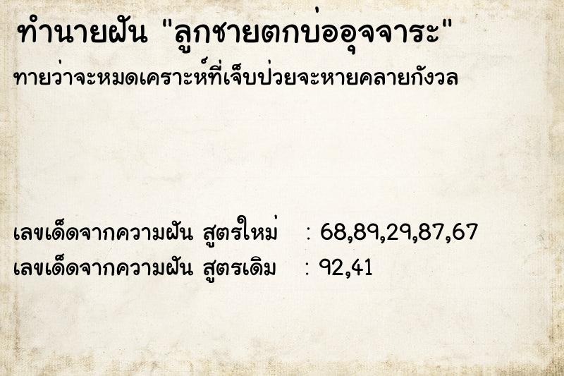 ทำนายฝันทำนายฝันลูกชายตกบ่ออุจจาระ