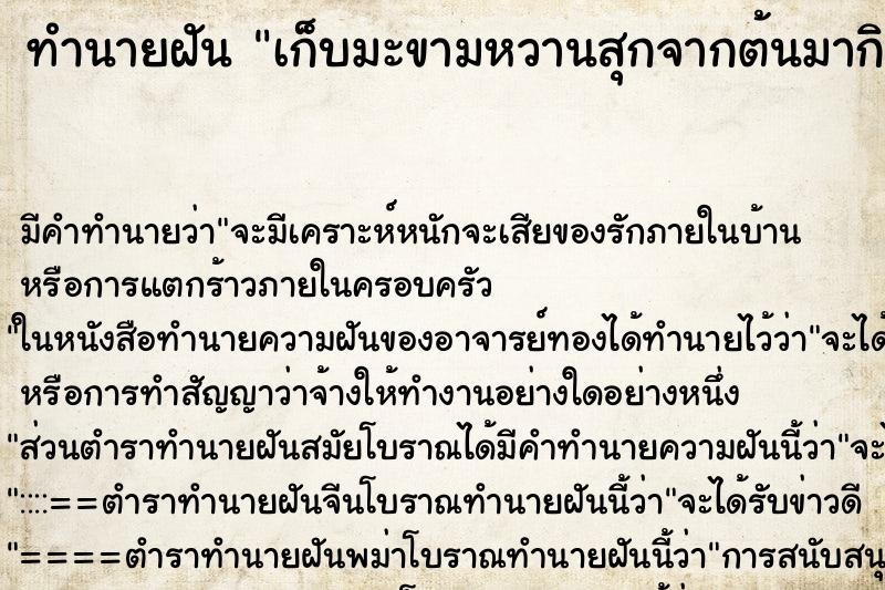 ทำนายฝัน เก็บมะขามหวานสุกจากต้นมากินอร่อย ตำราโบราณ แม่นที่สุดในโลก