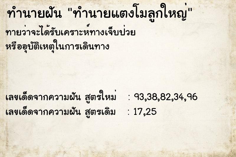 ทำนายฝันทำนายแตงโมลูกใหญ่ ทำนายฝันทำนายฝันทำนายแตงโมลูกใหญ่