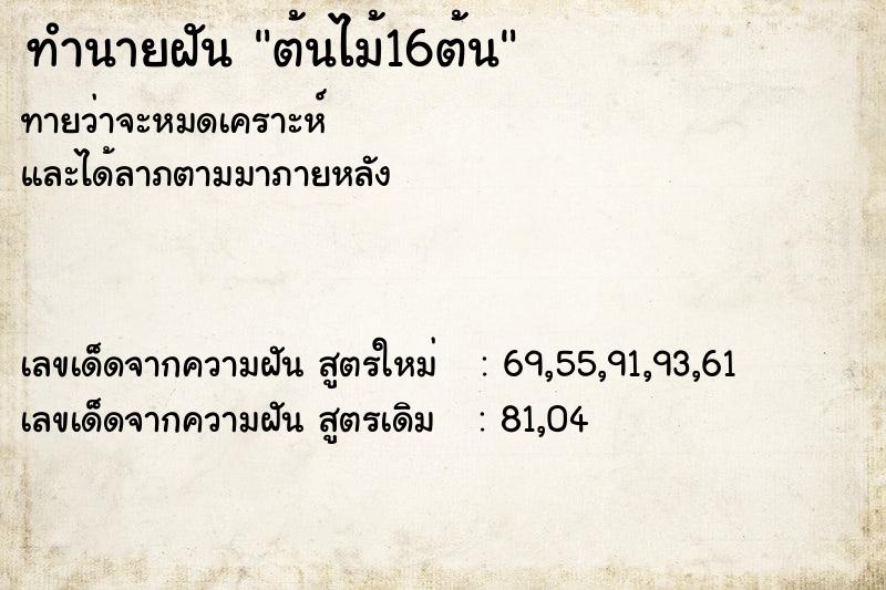 ทำนายฝันต้นไม้16ต้น ทำนายฝันทำนายฝันต้นไม้16ต้น