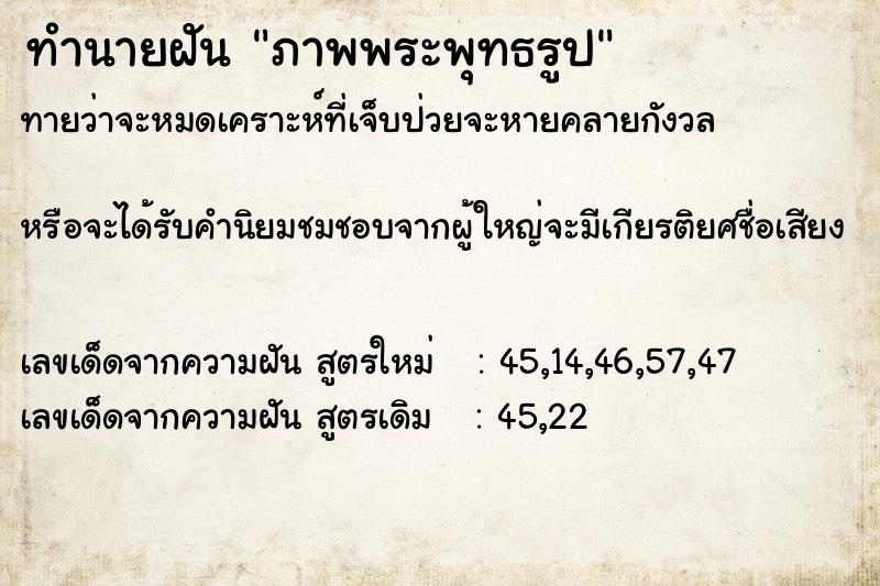 ทำนายฝันภาพพระพุทธรูป ทำนายฝันทำนายฝันภาพพระพุทธรูป