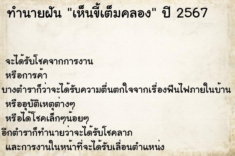 ทำนายฝันทำนายฝันเห็นขี้เต็มคลอง