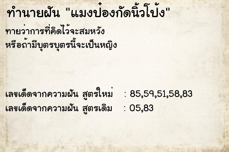 ทำนายฝันแมงป๋องกัดนิ้วโป้ง ทำนายฝันทำนายฝันแมงป๋องกัดนิ้วโป้ง