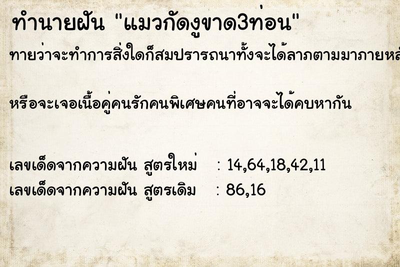 ทำนายฝันทำนายฝันแมวกัดงูขาด3ท่อน