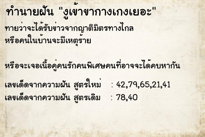 ทำนายฝันงูเข้าขากางเกงเยอะ ทำนายฝันทำนายฝันงูเข้าขากางเกงเยอะ