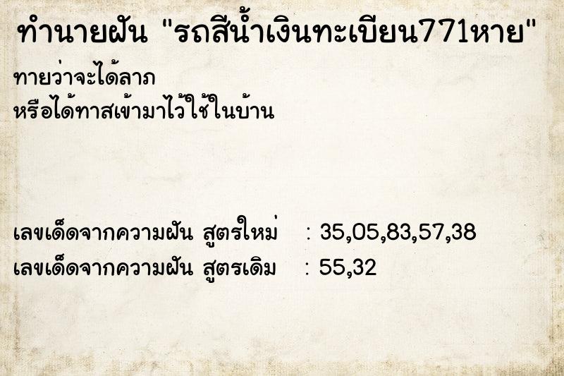 ทำนายฝันทำนายฝันรถสีน้ำเงินทะเบียน771หาย