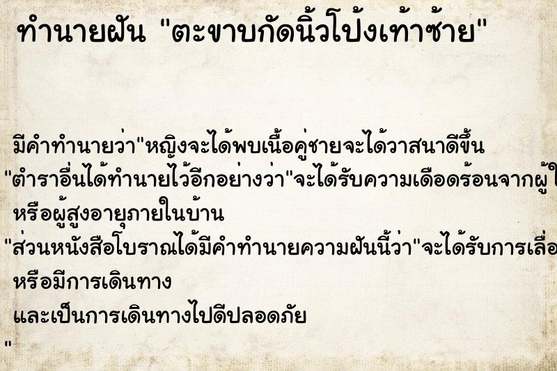 ทำนายฝัน ตะขาบกัดนิ้วโป้งเท้าซ้าย ทำนายฝัน ตะขาบกัดนิ้วโป้งเท้าซ้าย