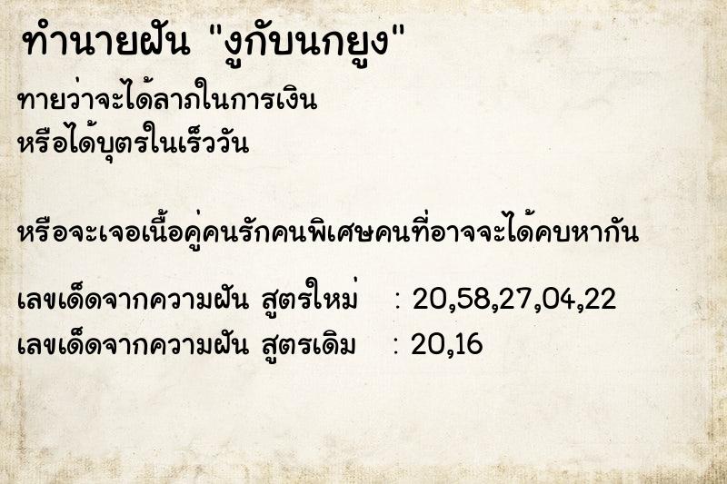 ทำนายฝันงูกับนกยูง ทำนายฝันทำนายฝันงูกับนกยูง