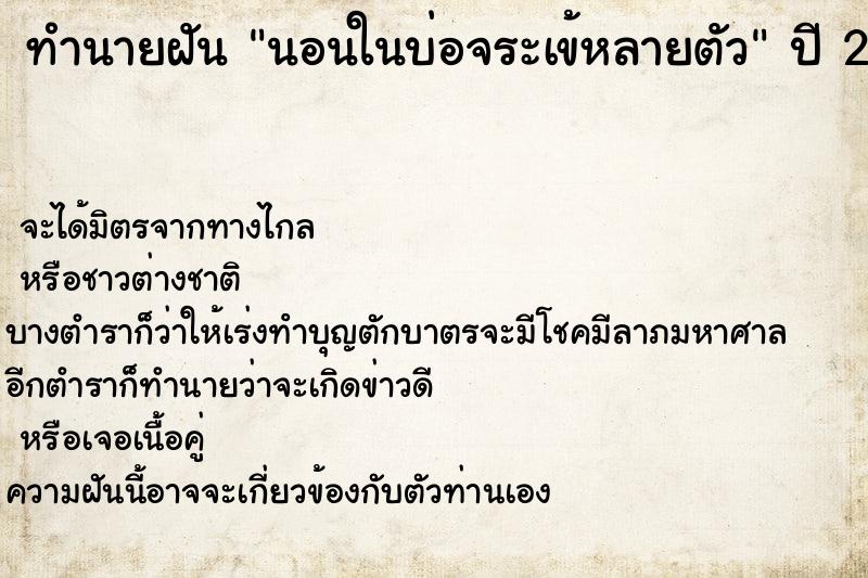ทำนายฝัน นอนในบ่อจระเข้หลายตัว ทำนายฝัน นอนในบ่อจระเข้หลายตัว