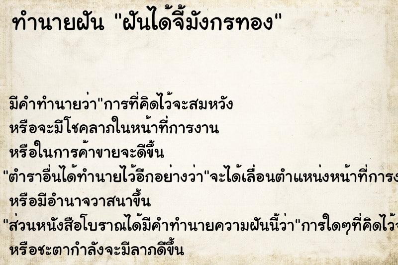ทำนายฝันฝันได้จี้มังกรทอง ทำนายฝันทำนายฝันฝันได้จี้มังกรทอง