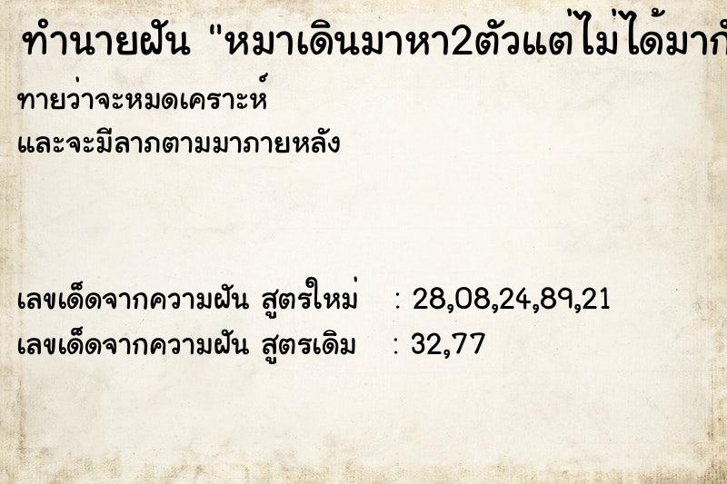 ทำนายฝันหมาเดินมาหา2ตัวแต่ไม่ได้มากัด ทำนายฝันทำนายฝันหมาเดินมาหา2ตัวแต่ไม่ได้มากัด