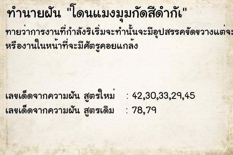 ทำนายฝันโดนแมงมุมกัดสีดำกัà ทำนายฝันทำนายฝันโดนแมงมุมกัดสีดำกัà