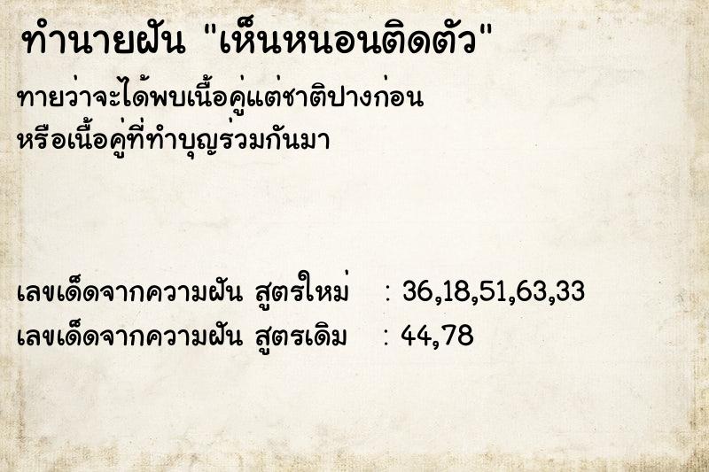 ทำนายฝัน เห็นหนอนติดตัว ตำราโบราณ แม่นที่สุดในโลก