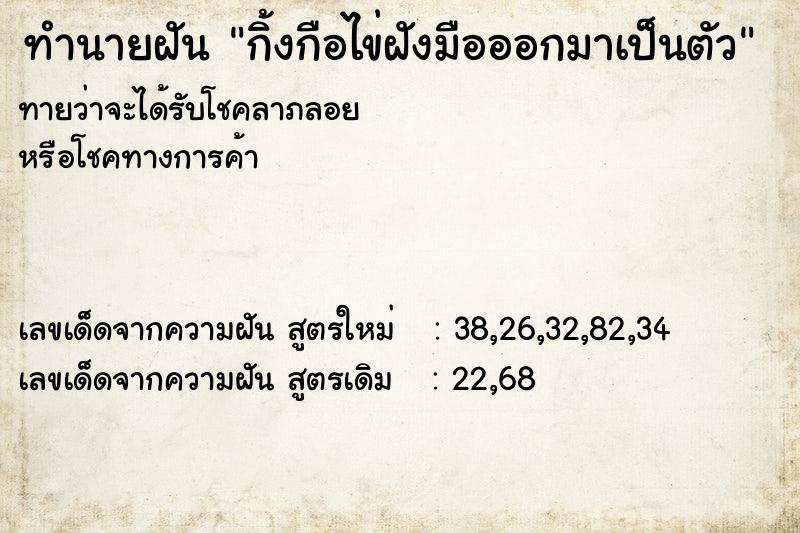 ทำนายฝัน กิ้งกือไข่ฝังมือออกมาเป็นตัว