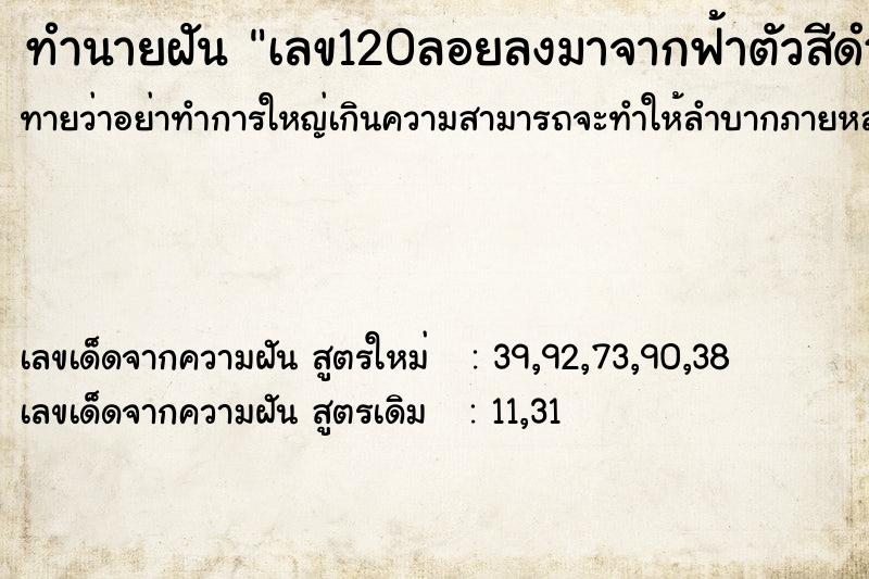 ทำนายฝันทำนายฝันเลข120ลอยลงมาจากฟ้าตัวสีดำ