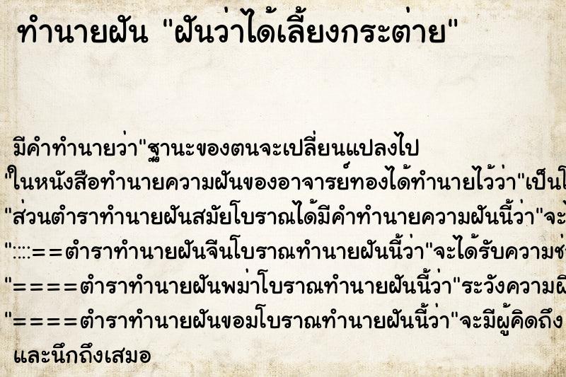 ทำนายฝัน ฝันว่าได้เลี้ยงกระต่าย ตำราโบราณ แม่นที่สุดในโลก